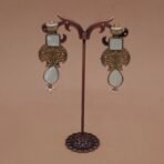 Handmade Brass White Monalisa Antique Drop Earrings - Anti-Tarnish