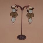 Handmade Brass White Monalisa Antique Drop Earrings - Anti-Tarnish