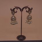 Handmade Brass Peacock Kundan Pearl Cluster Jhumka Earrings - Anti-Tarnish