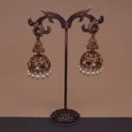 Handmade Brass Peacock Kundan Jhumka Earrings - Anti-Tarnish