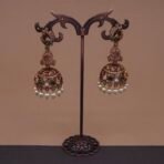 Handmade Brass Peacock Kundan Jhumka Earrings - Anti-Tarnish
