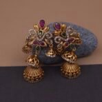 Handmade Brass Kundan Chandelier Jhumka Earrings - Anti-Tarnish
