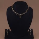 Handmade Brass Green Leaf Motif Necklace Set - Anti-Tarnish