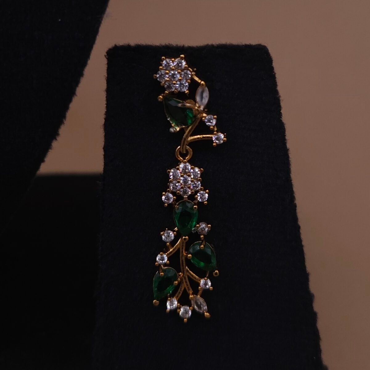 Handmade Brass Green Leaf Motif Necklace Set - Anti-Tarnish