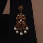 Handmade Brass Antique Ruby Pearl Motif Necklace Set - Anti-Tarnish