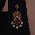 Handmade Brass Antique Ruby Pearl Motif Necklace Set - Anti-Tarnish