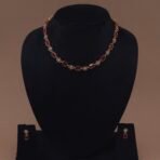 Handmade Brass Ruby CZ Floral Choker Set - Anti-Tarnish