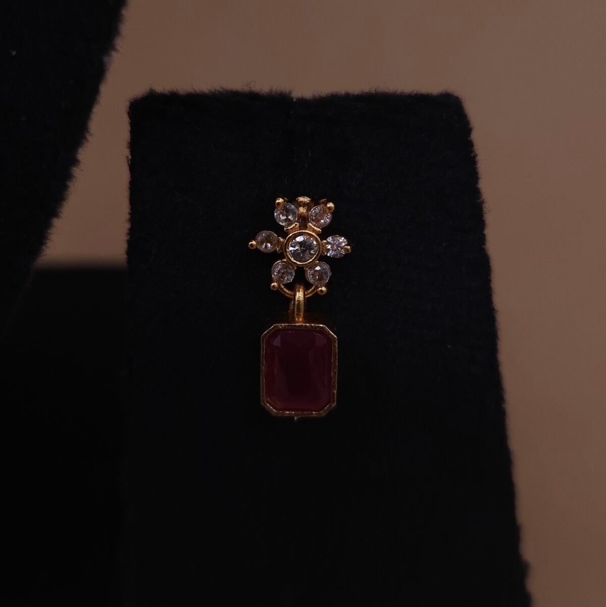 Handmade Brass Ruby Emerald CZ Choker Set - Anti-Tarnish