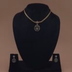 Handmade Brass Choker Green CZ Motif Necklace Set - Anti-Tarnish