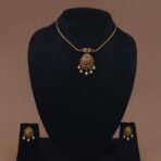 Handmade Brass Antique Pearled Motif Necklace Set - Anti-Tarnish