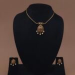 Handmade Brass Antique Pearled Motif Necklace Set - Anti-Tarnish