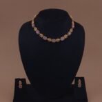 Handmade Brass Antique Rectangular Stone Necklace Set - Anti-Tarnish