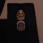 Handmade Brass Antique Rectangular Stone Necklace Set - Anti-Tarnish