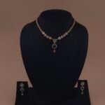 Handmade Brass Green Stone CZ Necklace Set - Anti-Tarnish