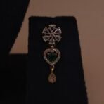 Handmade Brass Green Stone CZ Necklace Set - Anti-Tarnish