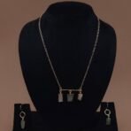 Handmade Brass Bar Natural Stone Trio Necklace Set - Anti-Tarnish