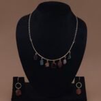 Handmade Brass Multicolor Natural Stone Charm Necklace Set - Anti-Tarnish