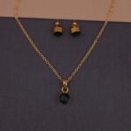 Handmade Brass Minimalist Green Stone Pendant Set - Anti-Tarnish