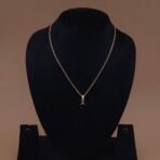 Handmade Brass Minimalist Black Stone Pendant Set - Anti-Tarnish