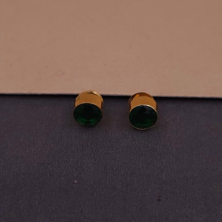 Handmade Brass Minimalist Green Stone Pendant Set - Anti-Tarnish