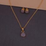 Handmade Brass Minimalist Round Stone Pendant Set - Anti-Tarnish