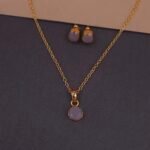 Handmade Brass Minimalist Round Stone Pendant Set - Anti-Tarnish