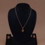 Handmade Brass Orange Natural Stone Pendant Set | Anti-Tarnish