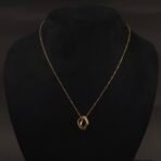 Stainless Steel Linked Square Pendant Necklace - Anti-Tarnish Gold Finish