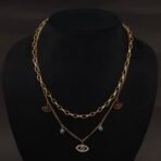 Stainless Steel Layered Evil Eye Necklace Set - Anti-Tarnish