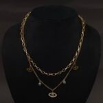 Stainless Steel Layered Evil Eye Necklace Set - Anti-Tarnish