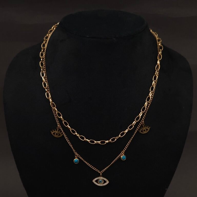 Stainless Steel Layered Evil Eye Necklace Set - Anti-Tarnish
