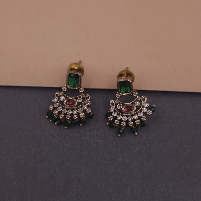 temple jewelry necklace set with green beads