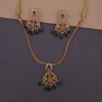 lakshmi temple necklace set emerald beads khianaa