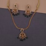 lakshmi temple necklace set emerald beads khianaa