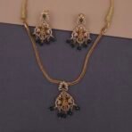 lakshmi temple necklace set emerald beads khianaa