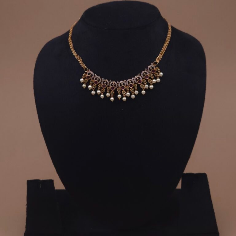 traditional ruby temple choker necklace set