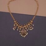 khianaa floral temple necklace set ruby pearl drops