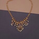 khianaa floral temple necklace set ruby pearl drops