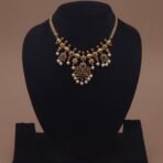 khianaa floral temple necklace set ruby pearl drops