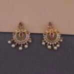 khianaa peacock temple necklace set ruby pearl drops