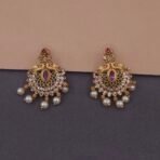 khianaa peacock temple necklace set ruby pearl drops