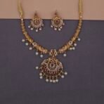 khianaa peacock temple necklace set ruby pearl drops