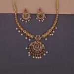 khianaa peacock temple necklace set ruby pearl drops