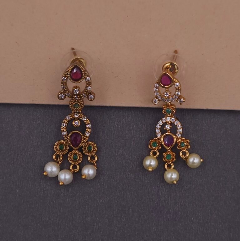 south indian ruby pearl temple jewelry set