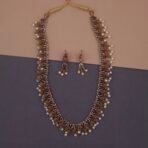 khianaa ruby temple long necklace set with pearl drops