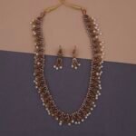 khianaa ruby temple long necklace set with pearl drops