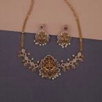 Khianaa Lakshmi Temple Necklace Set with Ruby Stones & Pearl Drops
