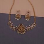Khianaa Lakshmi Temple Necklace Set with Ruby Stones & Pearl Drops