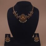 south indian lakshmi temple necklace with pearl drops