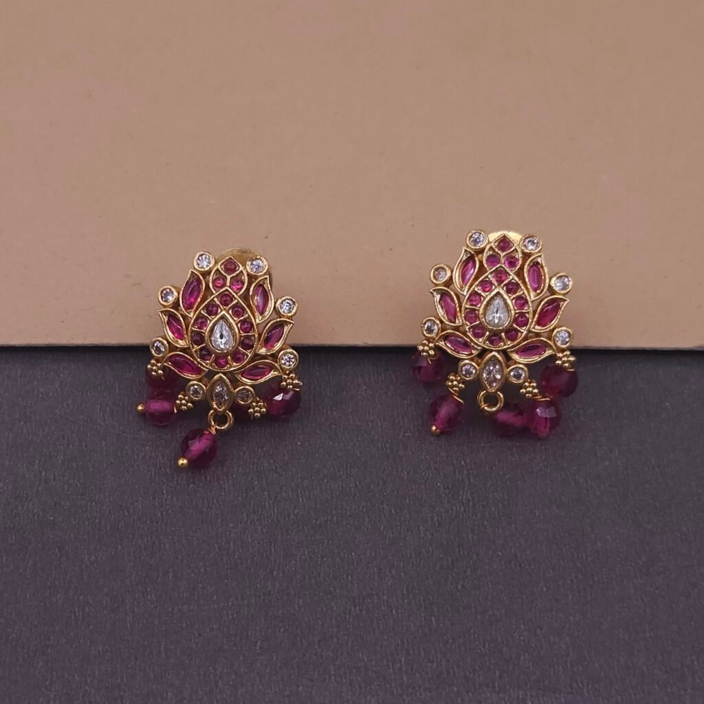 traditional lotus temple jewelry necklace set